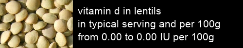 vitamin d in lentils information and values per serving and 100g